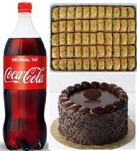 Çikolata Aşkı ve Fıstıklı Baklava Yanında 1 Litre Cola Fırsatı Karabük pasta siparişi