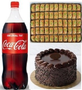Çikolata Aşkı ve Fıstıklı Baklava Yanında 1 Litre Cola Fırsatı KarabÃ¼k pasta sipariÅŸi