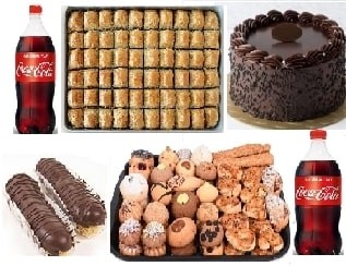 Hepsi Bir Arada Tatlı Şöleni 4 kg Karışık Tatlı ve 2 Litre Kola KarabÃ¼k pasta sipariÅŸi