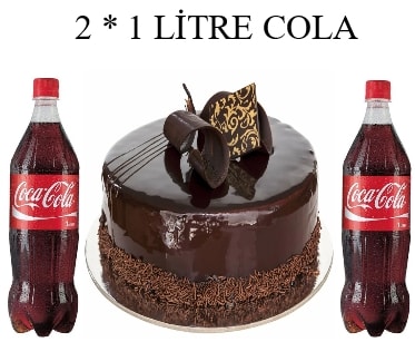 Klasik Çikolata Keyfi: Pasta ve 2x1 Lt Cola Paketi Karabük pasta siparişi