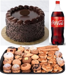 Klasik Çikolatalı Pasta 1 Kg Kuru Pasta ve 1 Lt Cola Paketi Karabük pasta siparişi