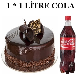 Klasik Çikolatalı Yaş Pasta ve 1 Lt Cola Kombini Karabük pasta siparişi